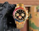 Rolex Daytona 43mm 4130 Movement Rainbow Diamond Bezel Black Face Watch
